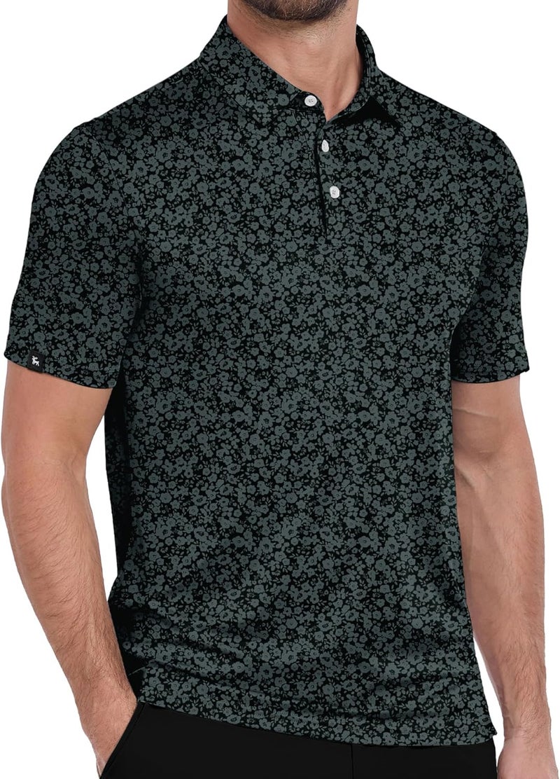 ZITY Mens Print Polo Shirts Short Sleeve Moisture Wicking Shirts for Men Golf Tennis Daily Casual Collared T-Shirt - Image 1